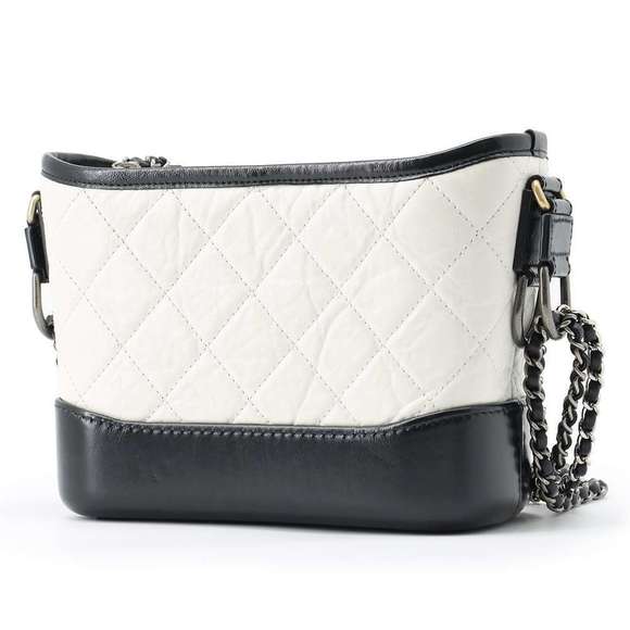Chanel Black Hobo Gabriel Shoulder Lambskin Small White Bag de - Picture 1 of 14